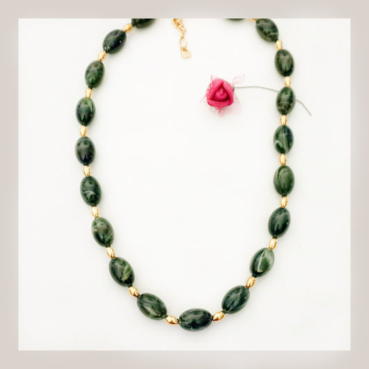 Collar Piedras y bolitas acero