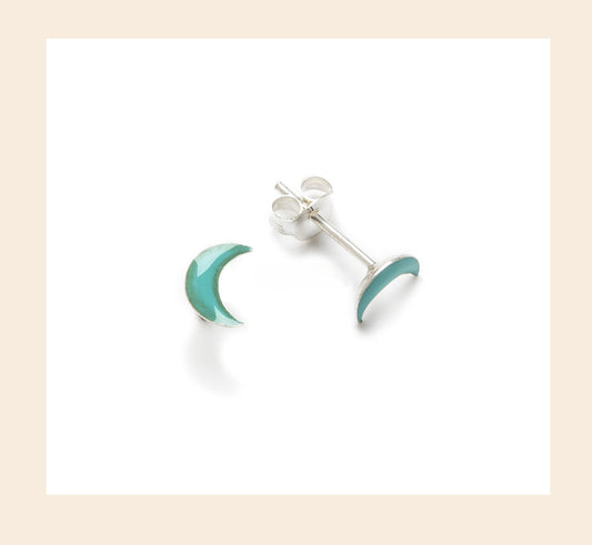 Pendientes Luna turquesa plata