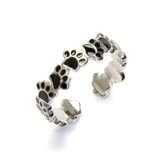 Anillo Huellas perro plata