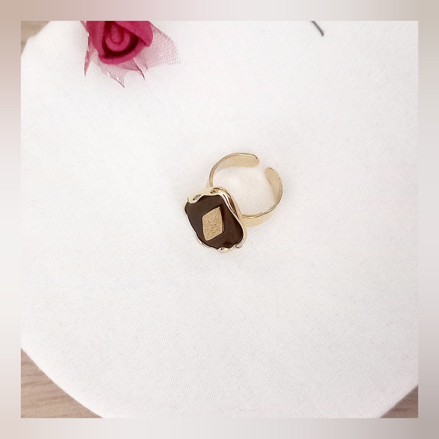 Anillo Rombo negro ajustable acero