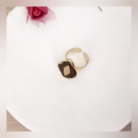 Anillo Rombo negro ajustable acero