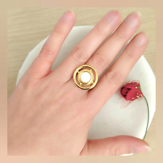 Anillo Círculo nácar acero