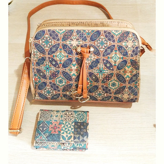 Bolso Corcho mándalas azul