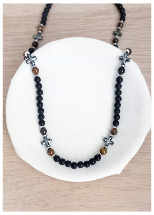 Collar bolas y cruces acero