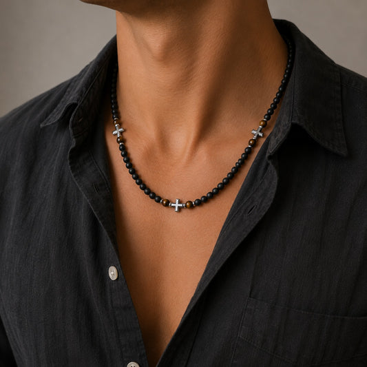 Collar bolas y cruces acero