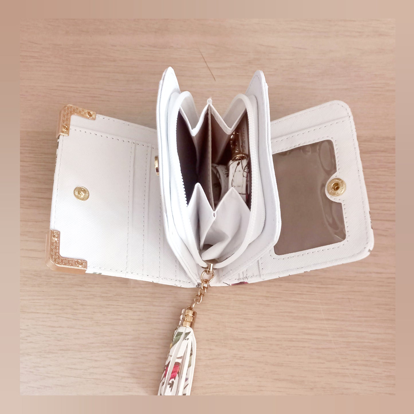 Bolso blanco flores de colores mujer