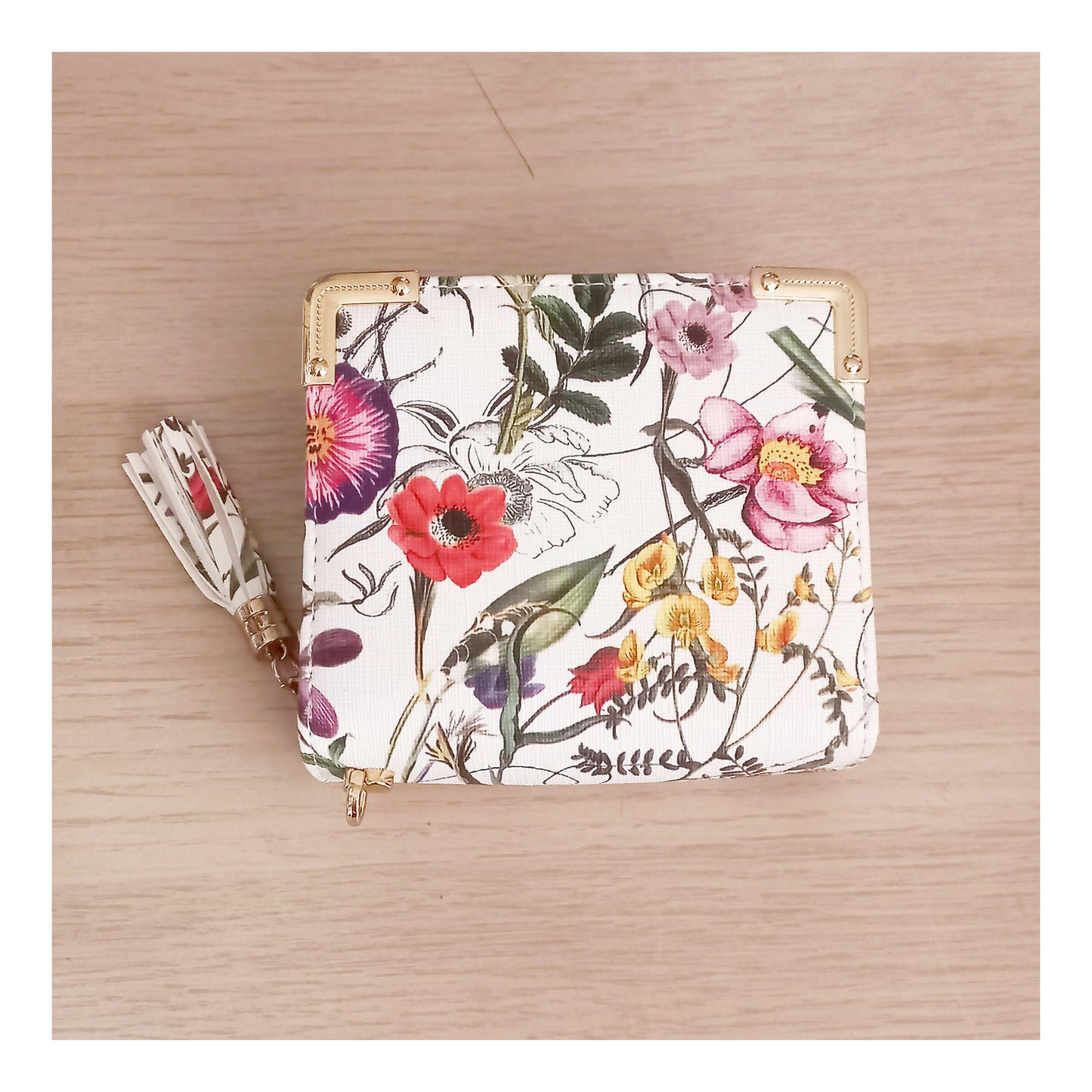 Bolso blanco flores de colores mujer