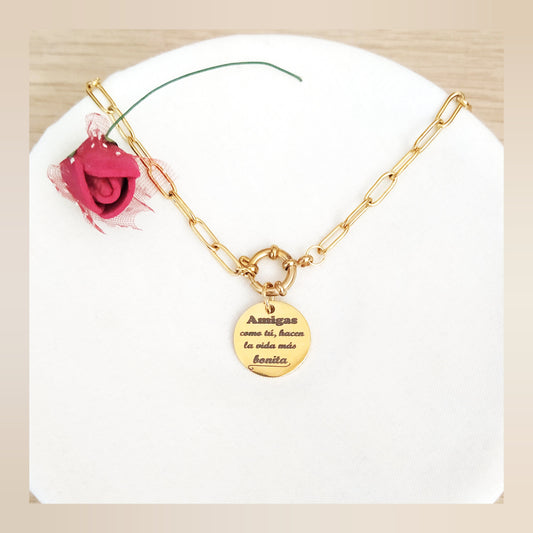 Collar moderno placa personalizado acero