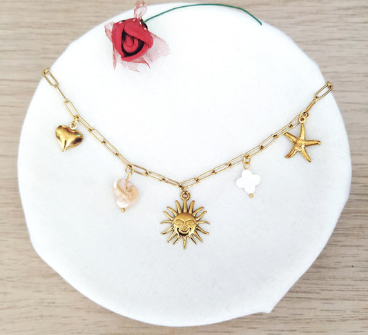 Collar colgantes Sol-Verano acero