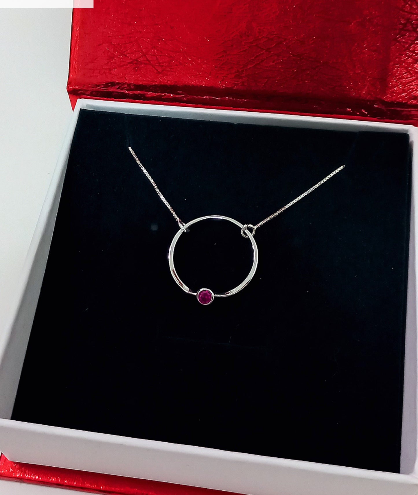 Collar Círculo circonita rosa plata