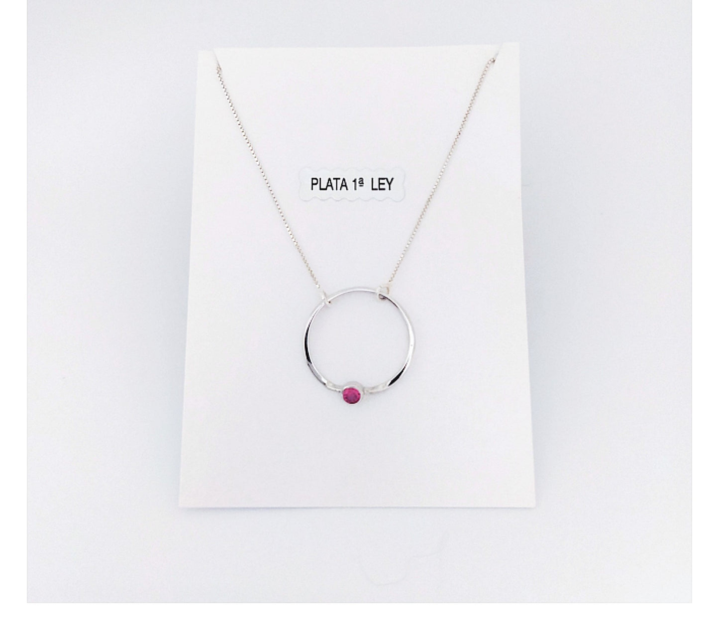 Collar Círculo circonita rosa plata