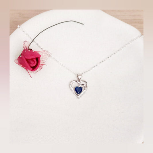 Collar Corazón cristal azul plata