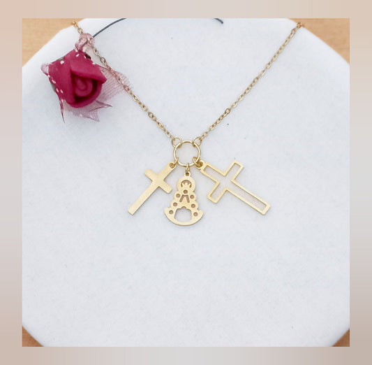 Collar Cruces y Virgen Rocío acero