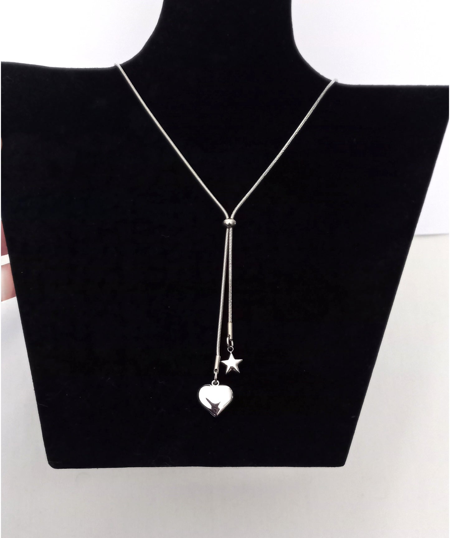 Collar largo ajustable bolita acero