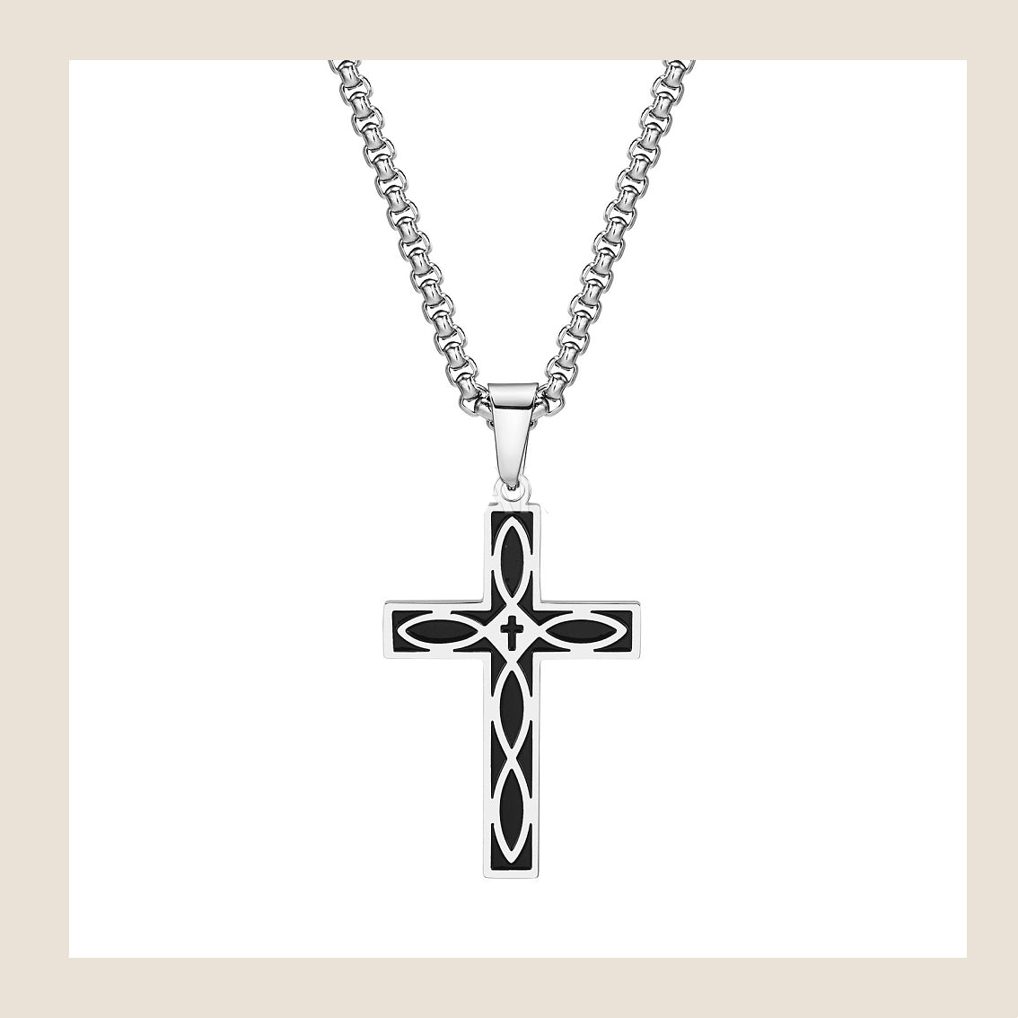 Collar Cruz negra y plata