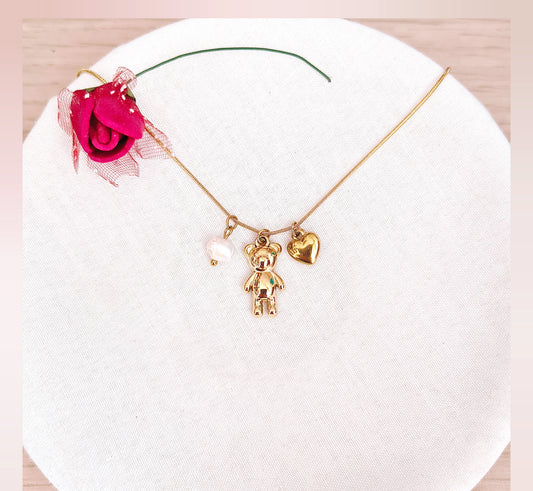 Collar Oso Corazón acero