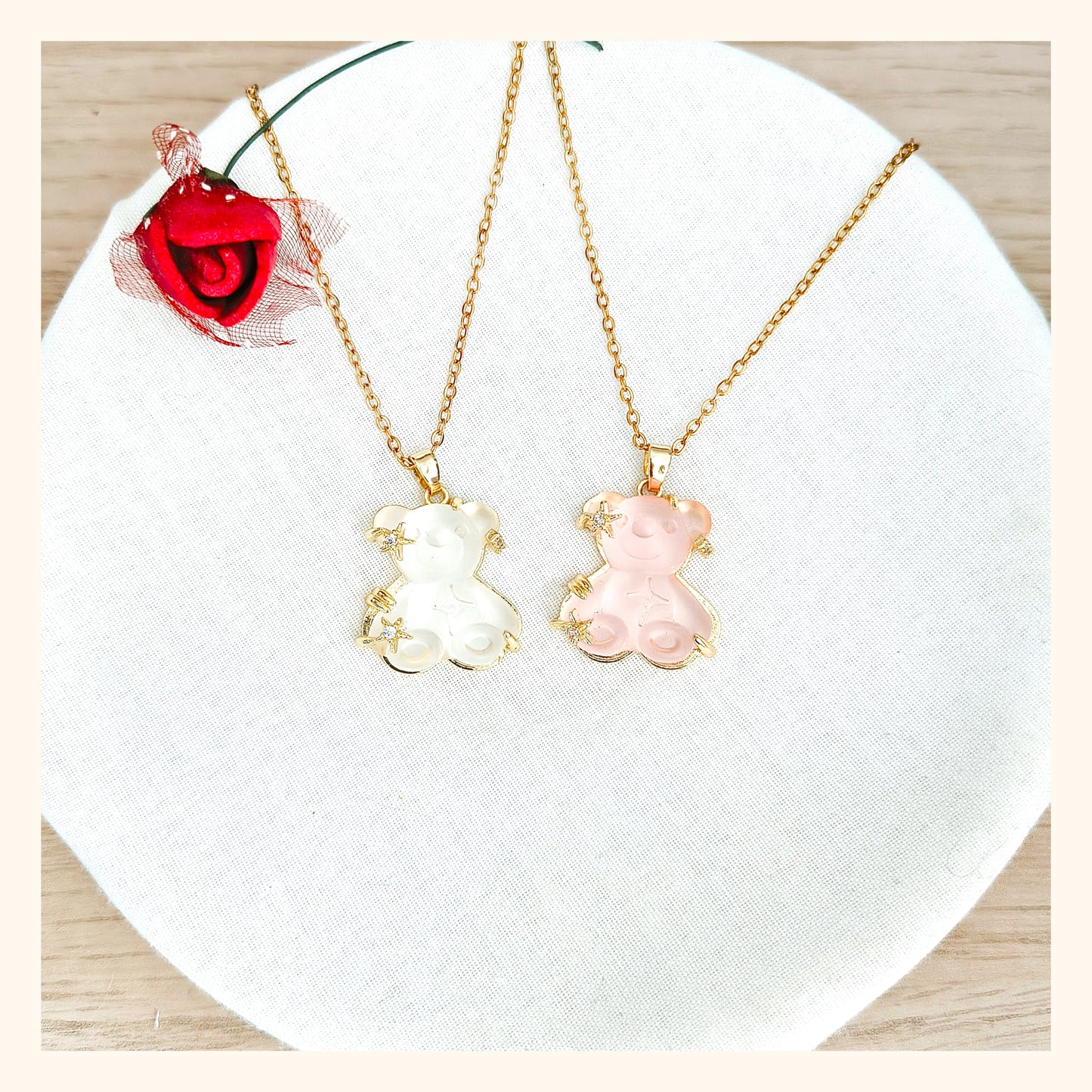 Collar Oso Brillo transparente
