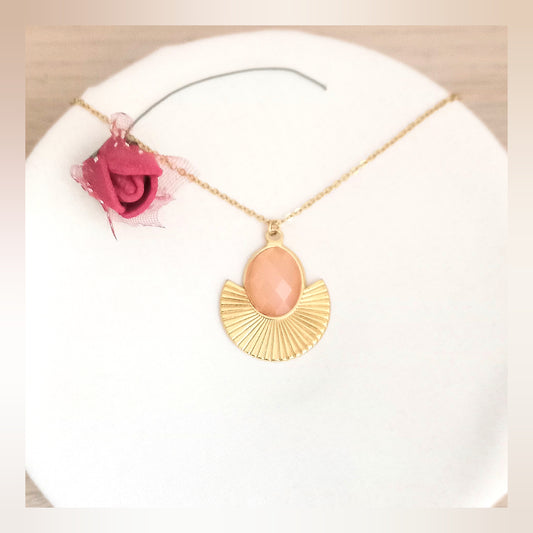 Collar piedra naranja acero