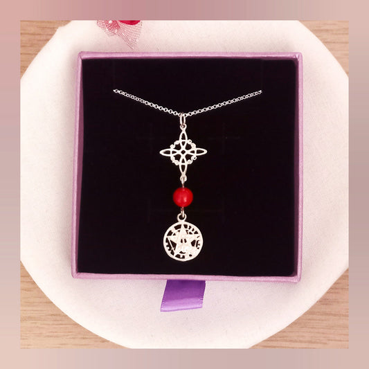 Collar Nudo Bruja y Tetragrama plata