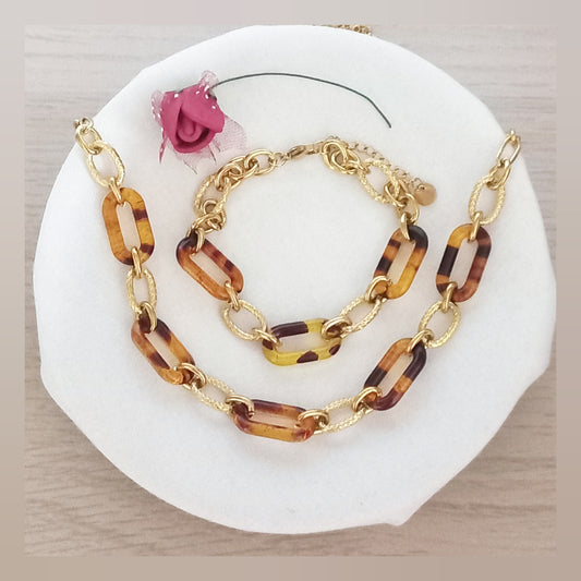 Conjunto Eslabones leopardo acero