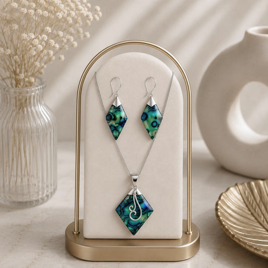 Conjunto piedra Abalon y plata