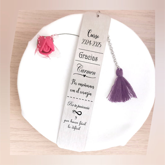 Marcapáginas personalizado cadena acero