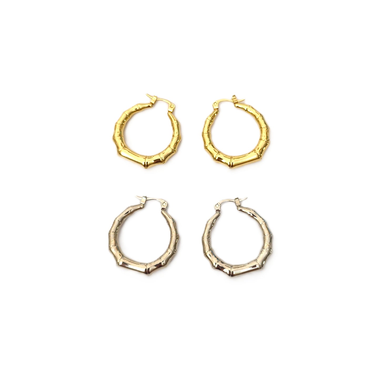Pendientes Bambú acero