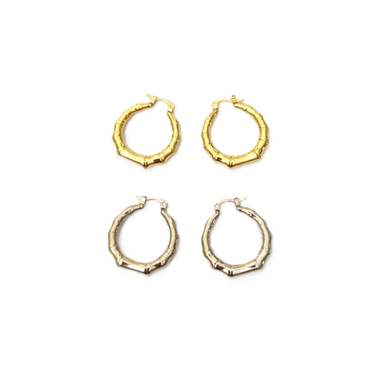 Pendientes Bambú acero