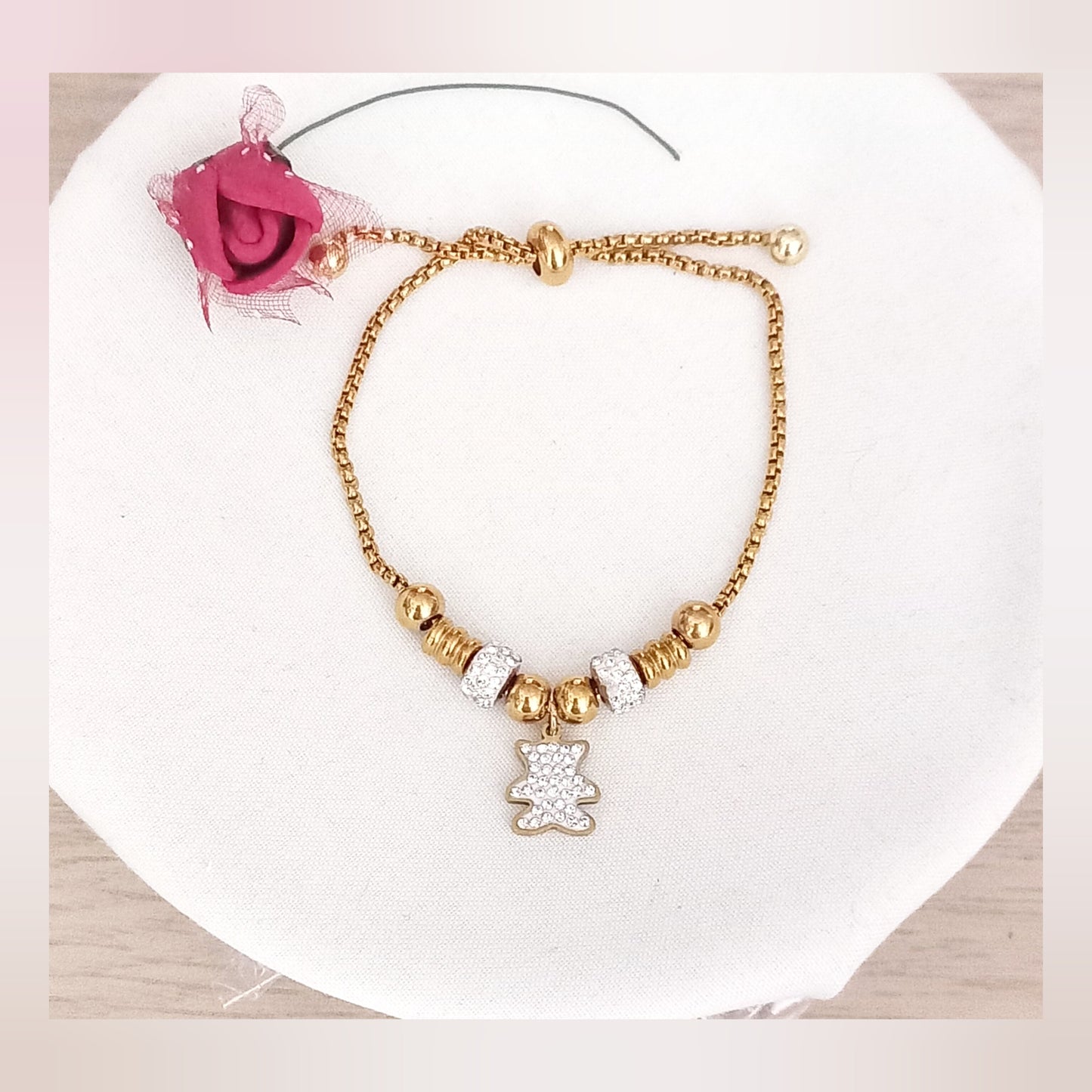Pulsera Oso brillante acero
