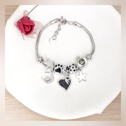 Pulsera Charms Huella y Corazón