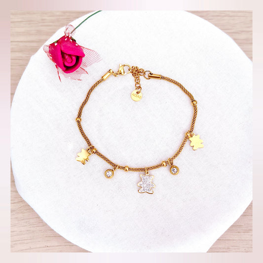 Pulsera Osos dorados acero