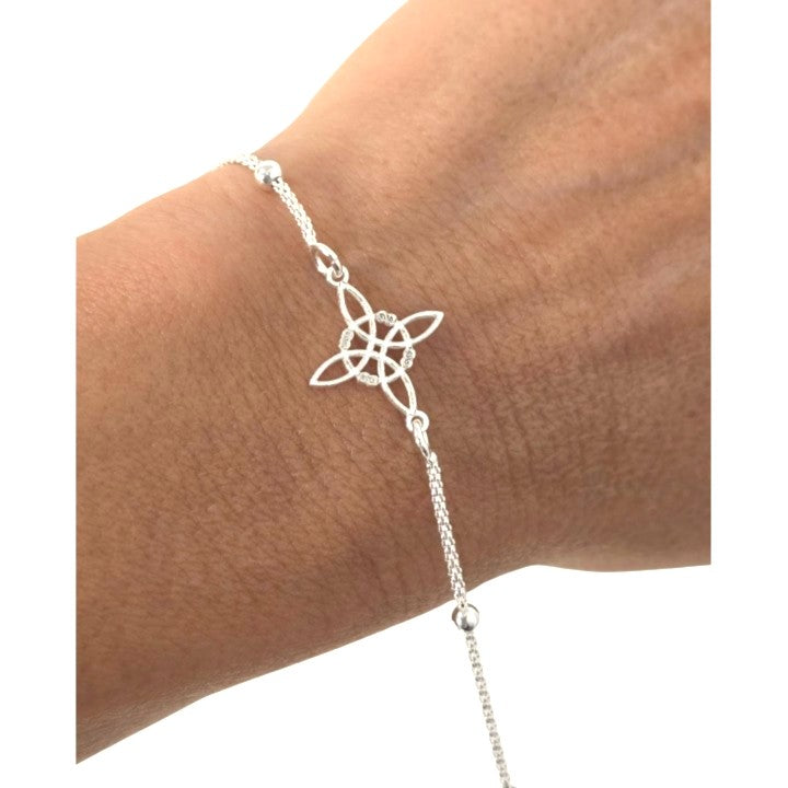 Pulsera Nudo Bruja y bolitas plata