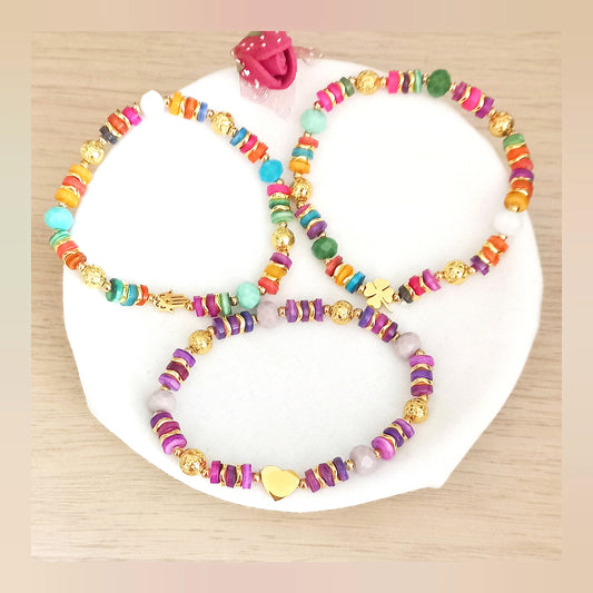 Pulsera elástica multicolor acero