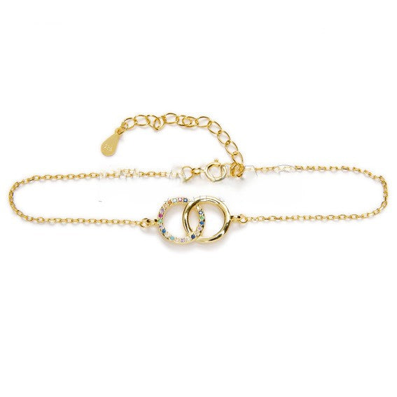 Pulsera Doble Círculo circonitas plata