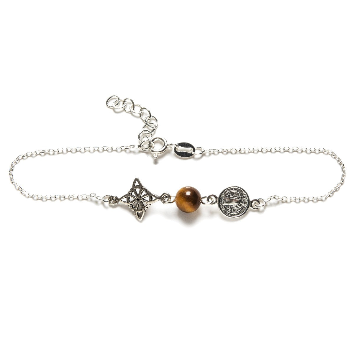 Pulsera Triple Protección mineral plata