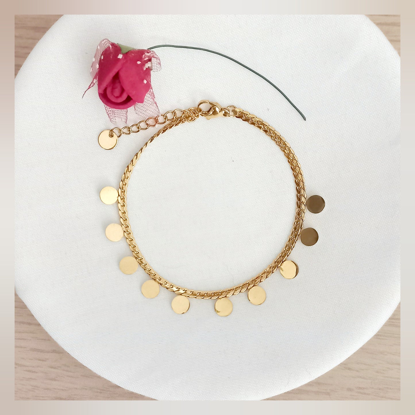 Pulsera plana monedas acero