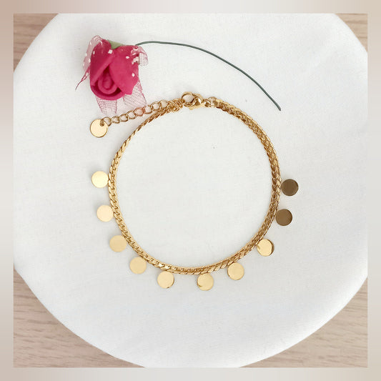 Pulsera plana monedas acero