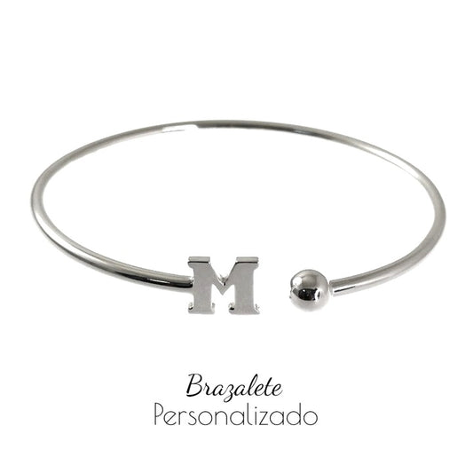 Pulsera rígida Letra plata