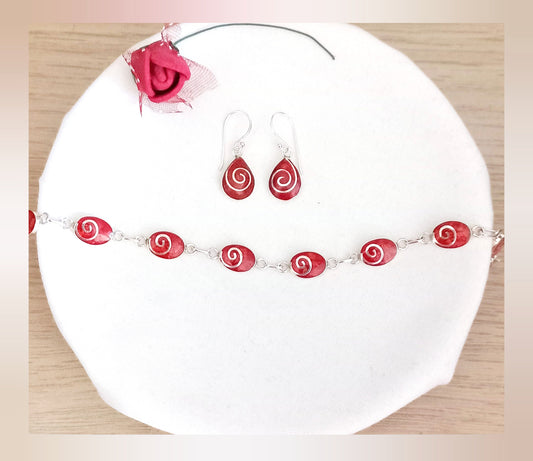 Pulsera Coral Espiral plata