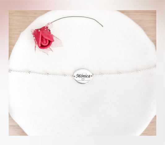 Pulsera personalizada bolitas plata