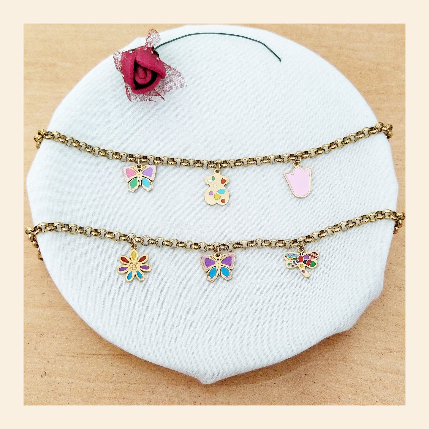 Pulsera colgantes colores acero