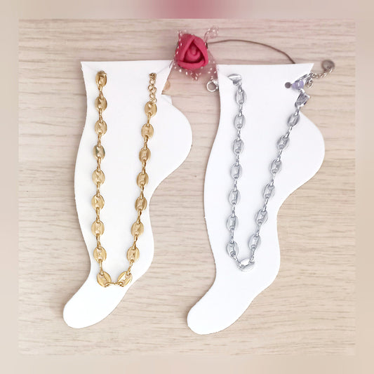 Tobillera cadena Café acero