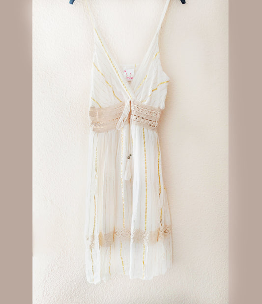 Vestido blanco-oro tirantes