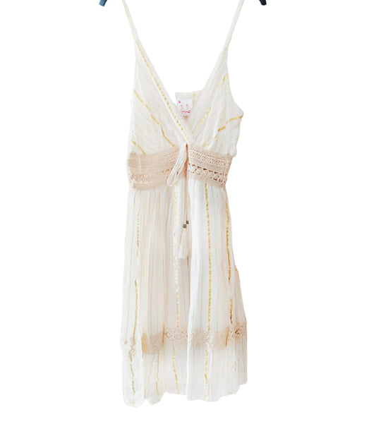 Vestido blanco-oro tirantes