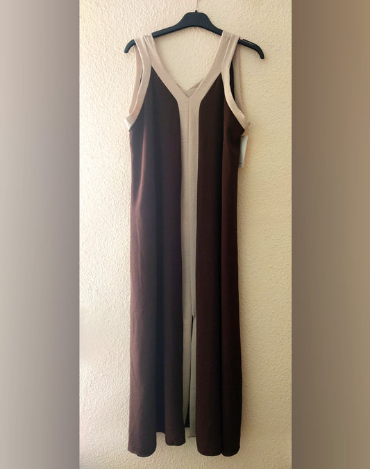 Vestido largo bicolor