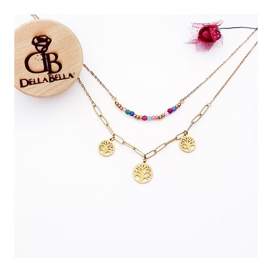 Doble collar árbol de la vida y bolitas