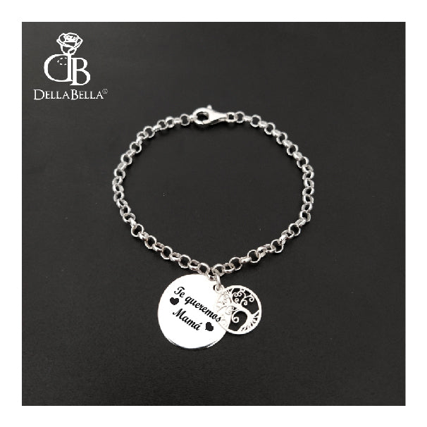 Pulsera Rolo Placa personalizada y árbol/trébol