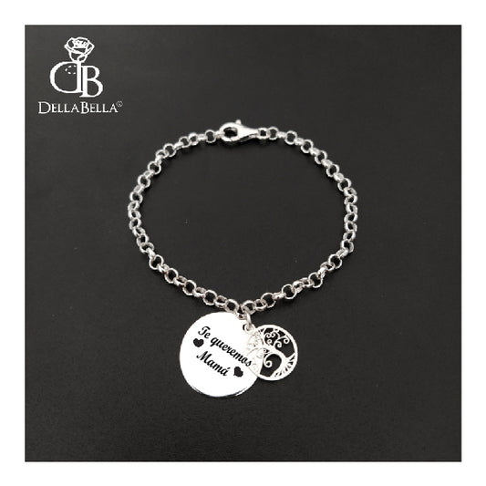 Pulsera Rolo Placa personalizada y árbol/trébol