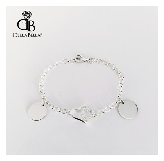 Pulsera doble Corazón y plaquitas
