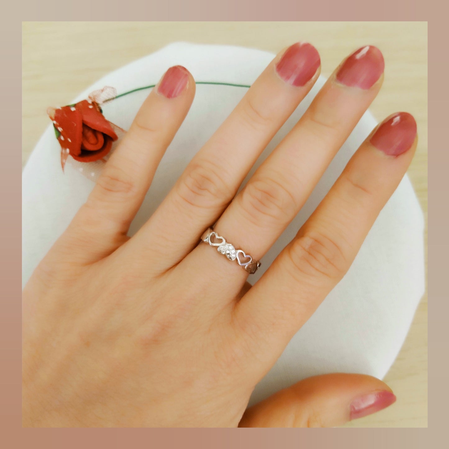 Anillo corazones en plata